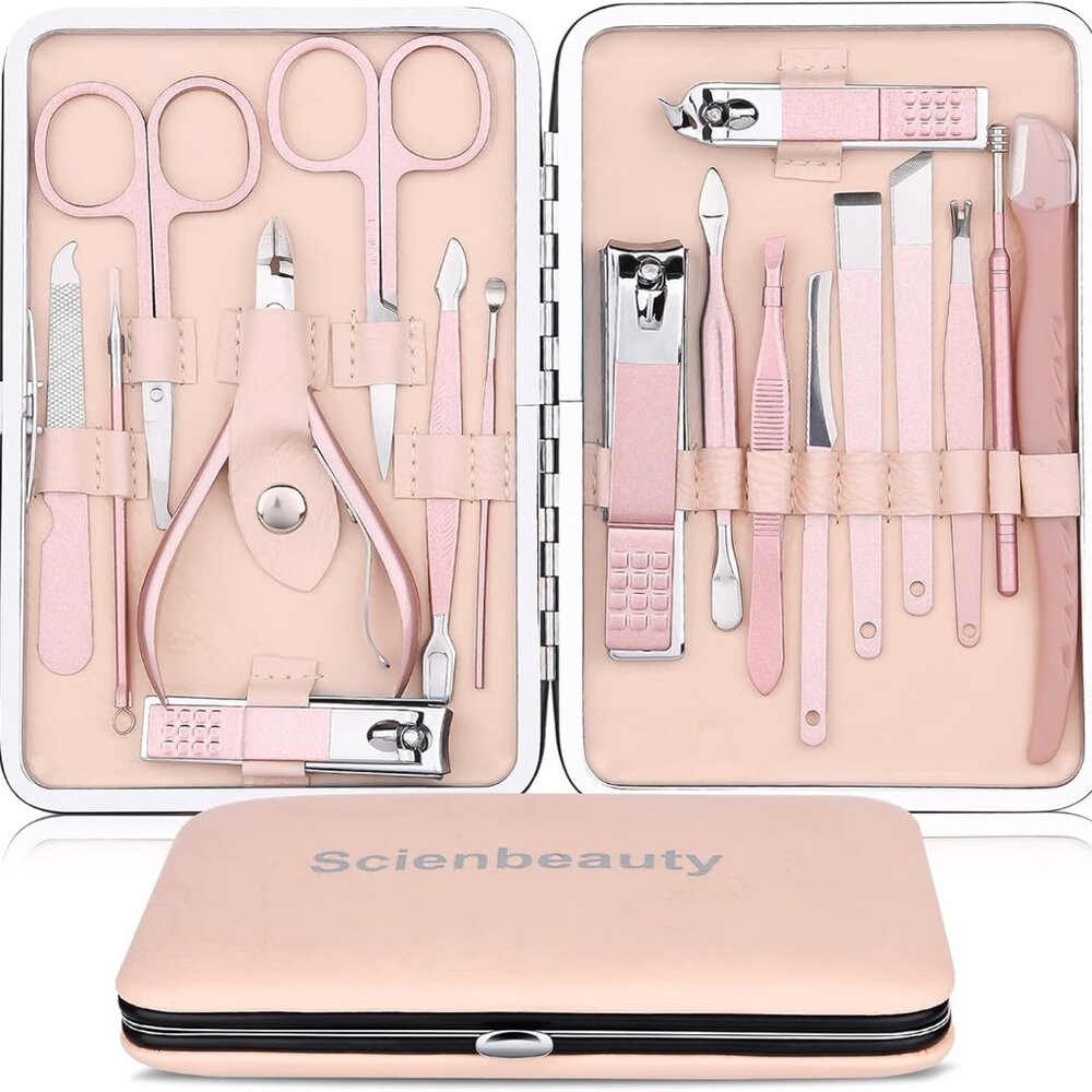 Manicure Set for Women by Scienbeauty Professional 18 in 1 Manicure Pedicure Kit